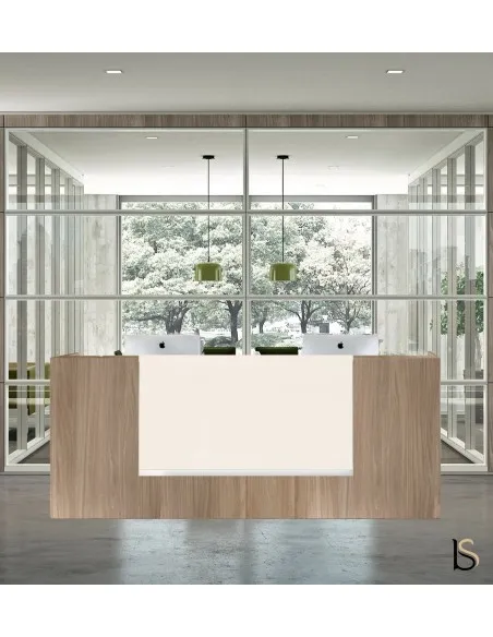 Banque d'accueil droite modèle Z2, ton bois - Officity