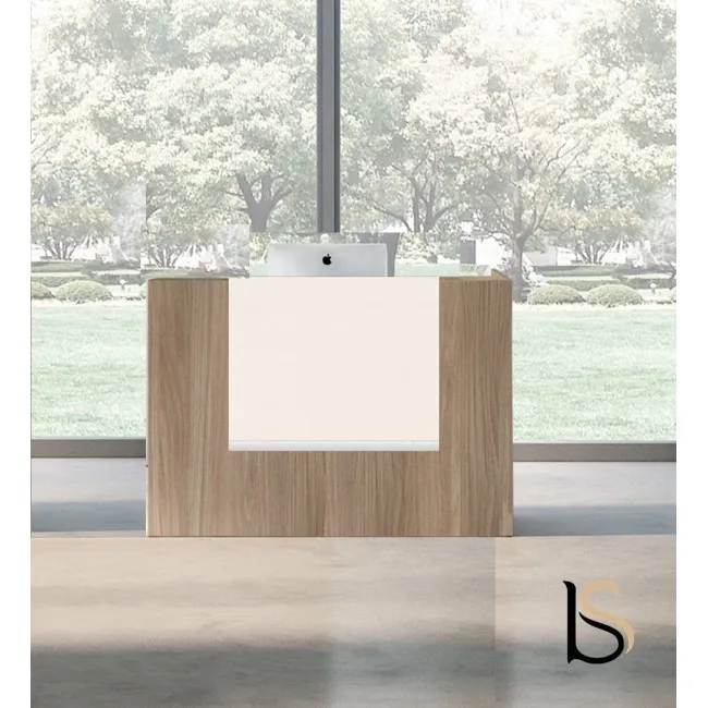 Borne d’accueil compacte Z2, ton bois - Officity
