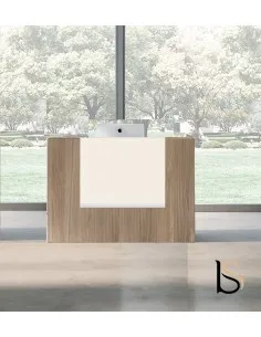 Borne d'accueil compacte Z2, ton bois 1 personne - Officity
