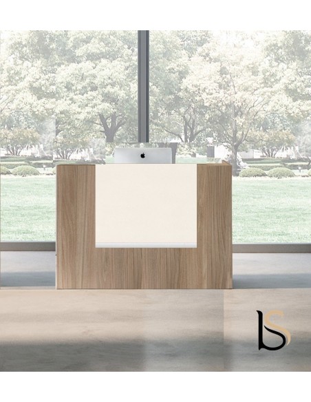 Borne d’accueil compacte Z2, ton bois - Officity