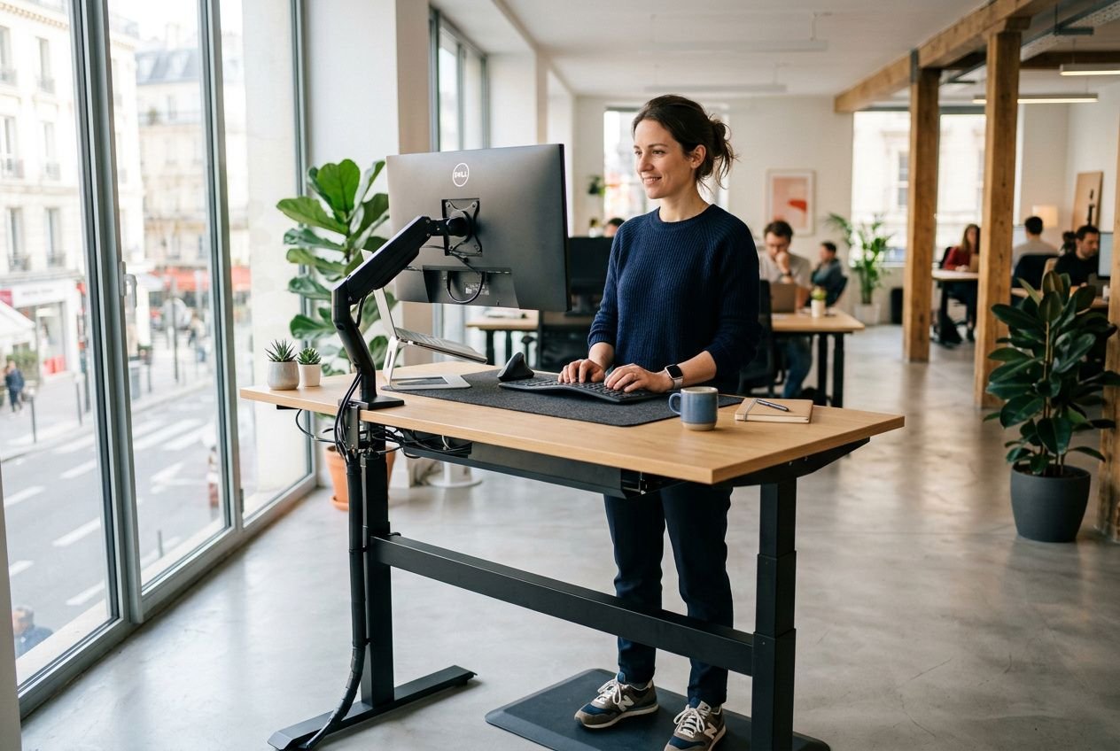 Bureau assis-debout moderne en position debout