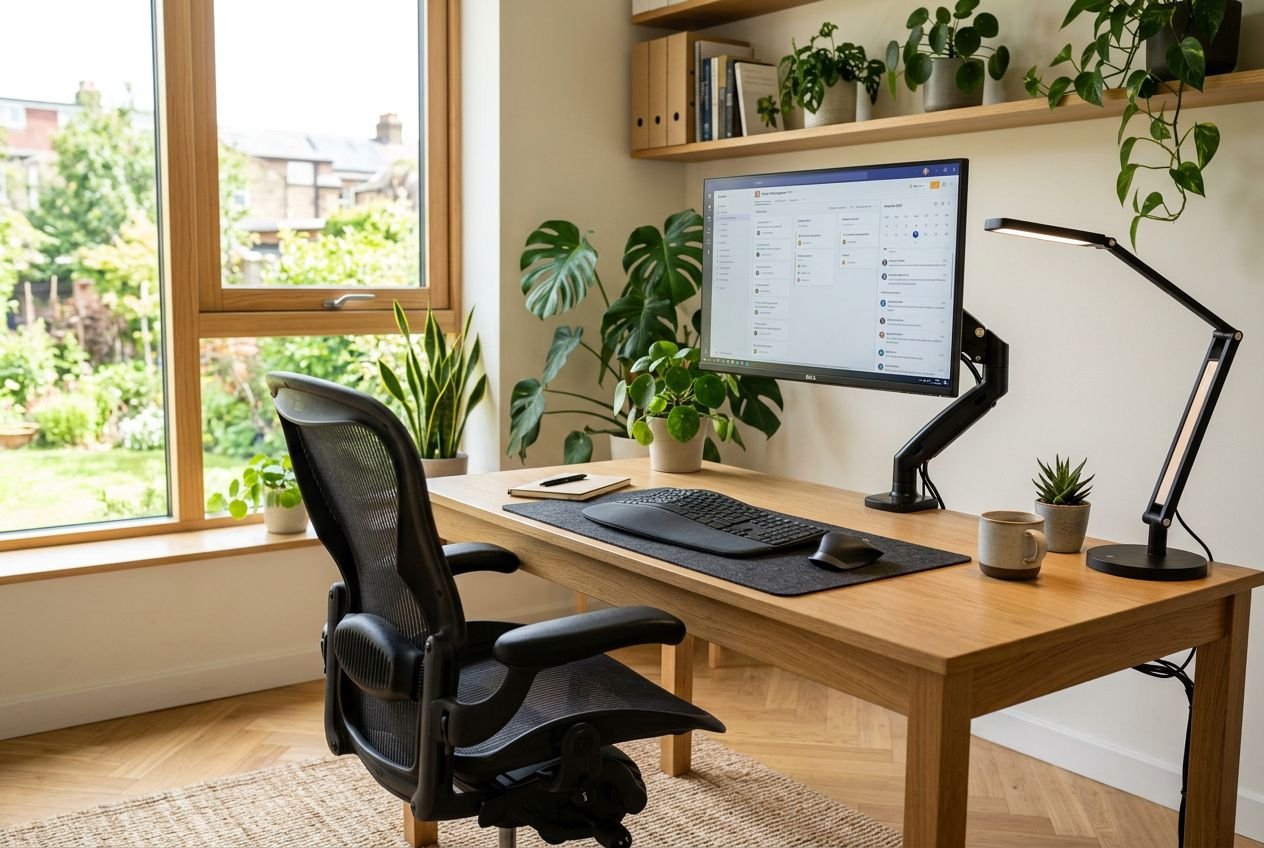 Poste de travail ergonomique bien aménagé