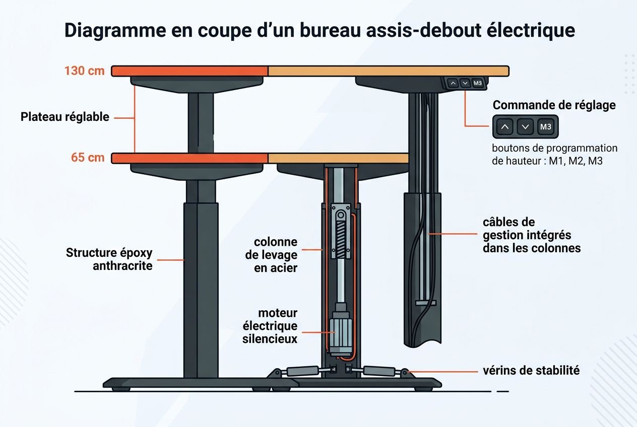 Schéma technique du mécanisme de levage électrique