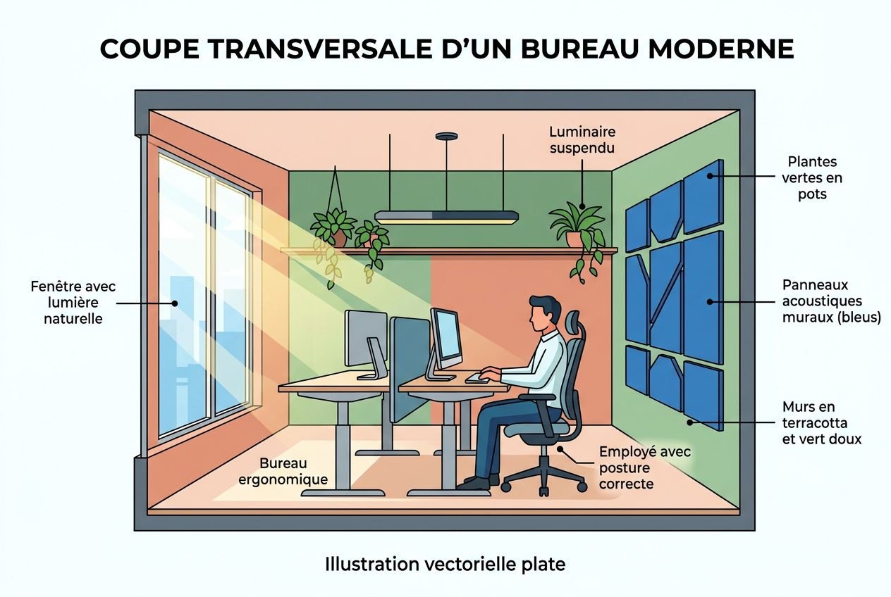 Vue d'ensemble d'un aménagement de bureau optimisé