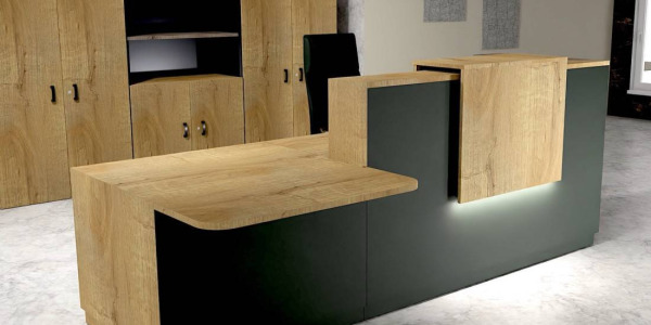 Banque d'accueil en bois