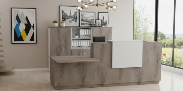 Banque d'accueil en bois